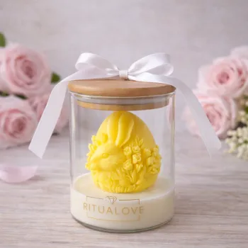 Świeca sojowa JAJKO ZAJĄCZEK żółty w szkle świeca wielkanocna prezent handmade